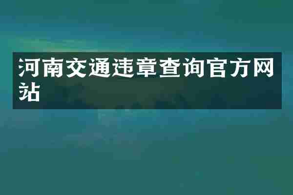 河南交通违章查询官方网站