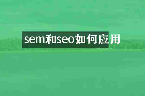 sem和seo如何应用