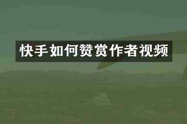 快手如何赞赏作者视频