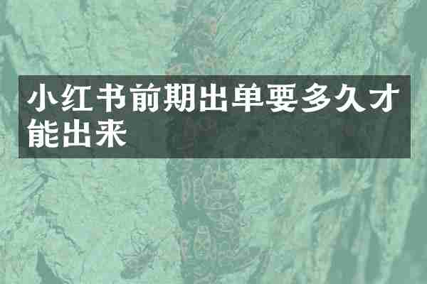 小红书前期出单要多久才能出来