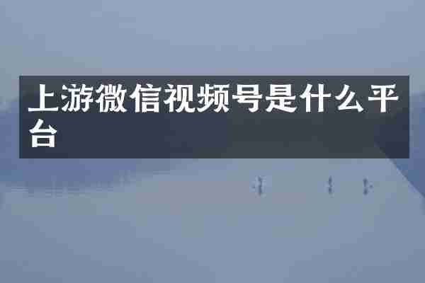上游微信视频号是什么平台