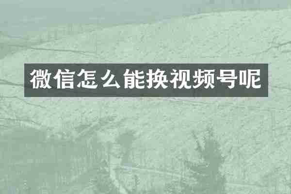 微信怎么能换视频号呢