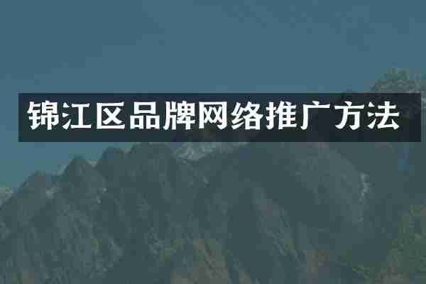 锦江区品牌网络推广方法