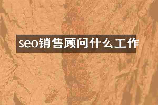 seo销售顾问什么工作