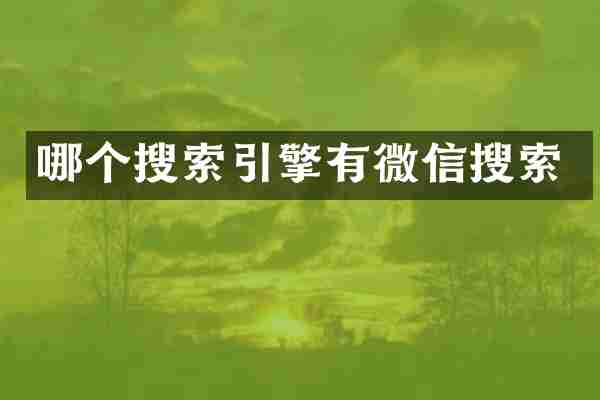 哪个搜索引擎有微信搜索