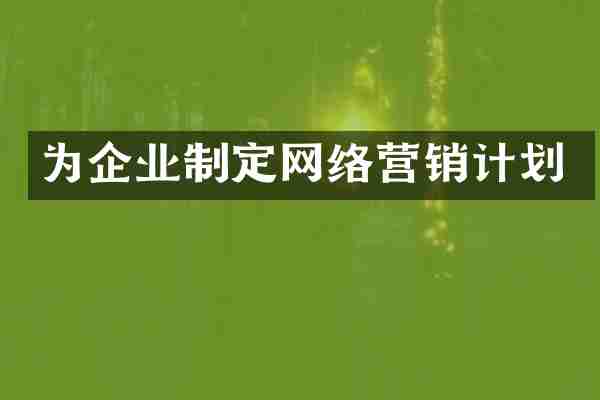 为企业制定网络营销计划