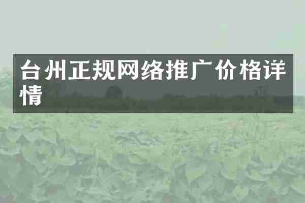 台州正规网络推广价格详情