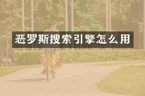 恶罗斯搜索引擎怎么用