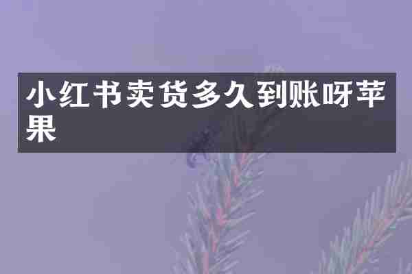 小红书卖货多久到账呀苹果