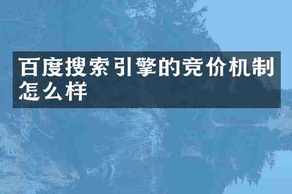 百度搜索引擎的竞价机制怎么样