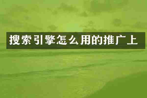 搜索引擎怎么用的推广上