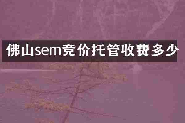 佛山sem竞价托管收费多少