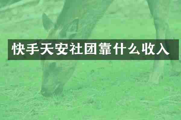 快手天安社团靠什么收入