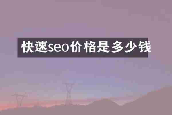 快速seo价格是多少钱