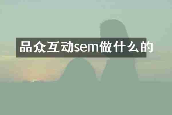 品众互动sem做什么的