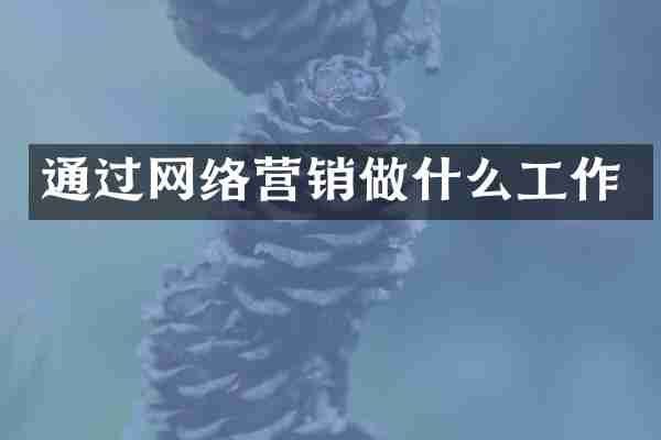通过网络营销做什么工作