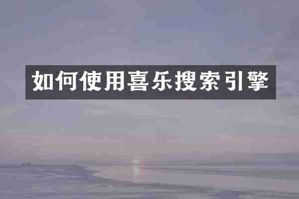 如何使用喜乐搜索引擎
