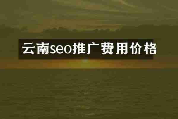云南seo推广费用价格