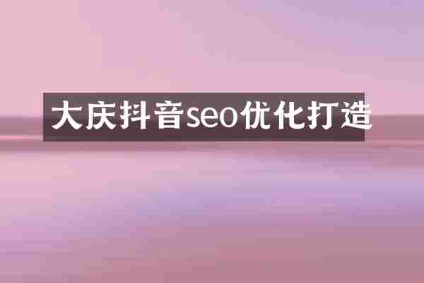 大庆抖音seo优化打造