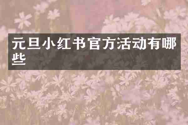 元旦小红书官方活动有哪些