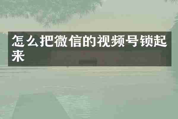 怎么把微信的视频号锁起来