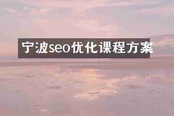 宁波seo优化课程方案