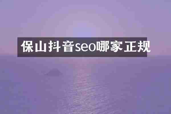 保山抖音seo哪家正规