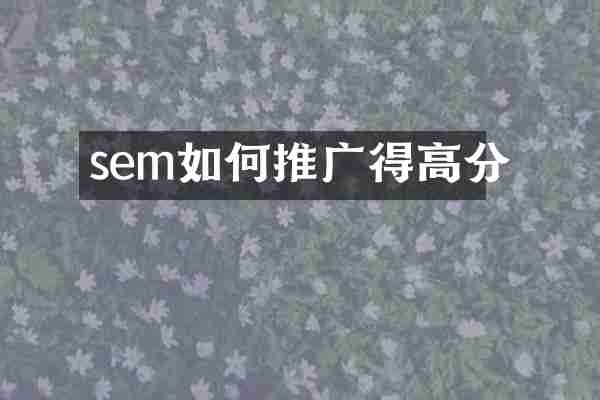 sem如何推广得高分