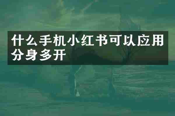 什么手机小红书可以应用分身多开