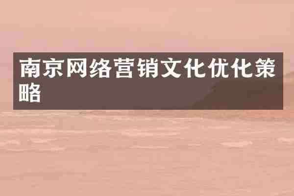 南京网络营销文化优化策略