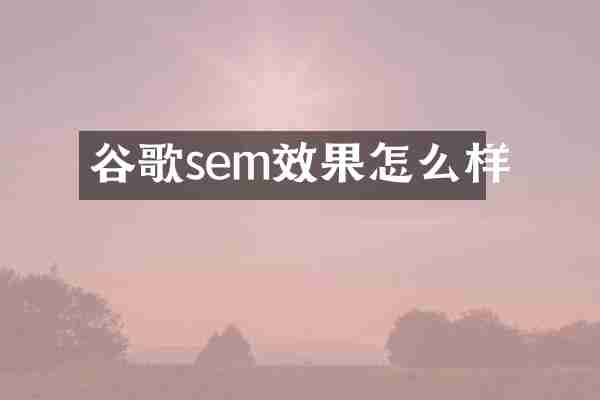 谷歌sem效果怎么样