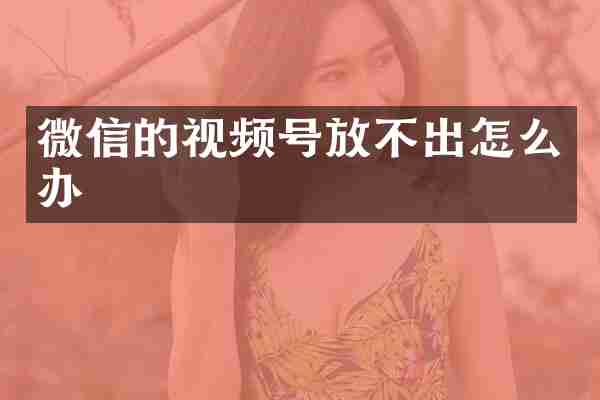微信的视频号放不出怎么办