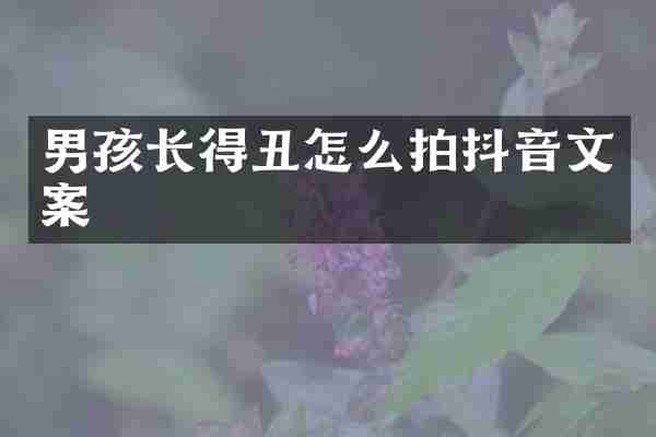 男孩长得丑怎么拍抖音文案