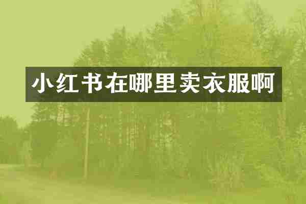 小红书在哪里卖衣服啊