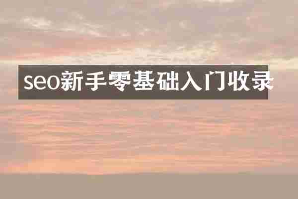 seo新手零基础入门收录