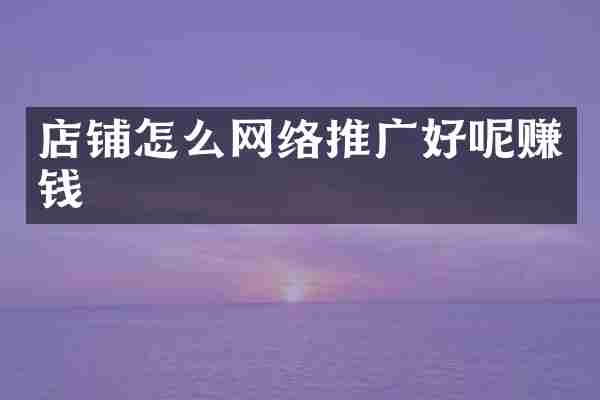 店铺怎么网络推广好呢赚钱