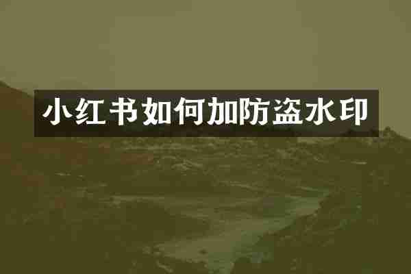 小红书如何加防盗水印