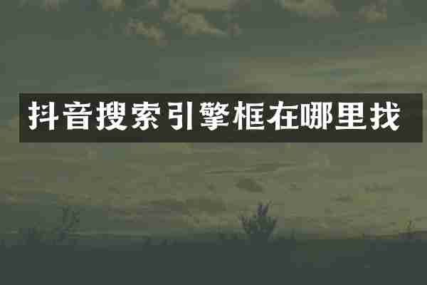 抖音搜索引擎框在哪里找
