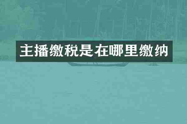 主播缴税是在哪里缴纳