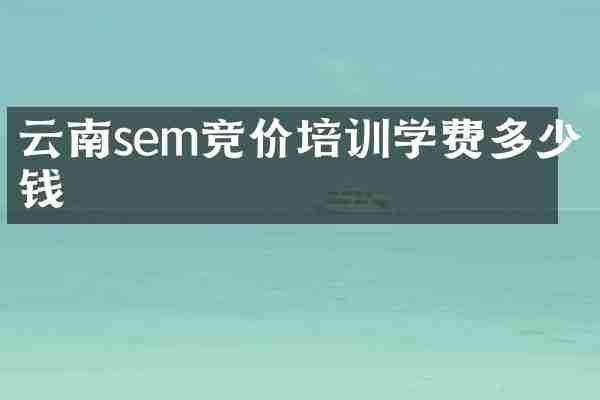 云南sem竞价培训学费多少钱