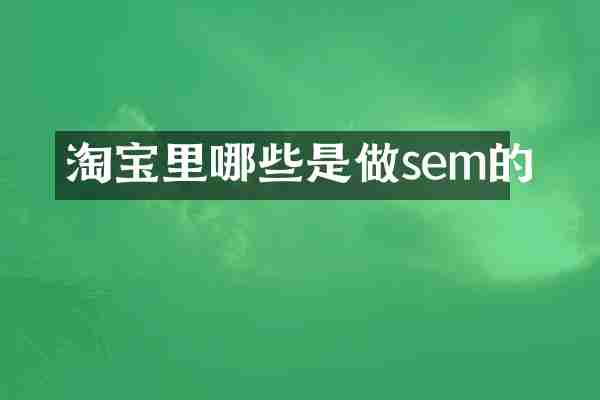 淘宝里哪些是做sem的