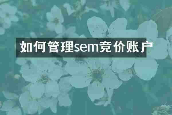 如何管理sem竞价账户