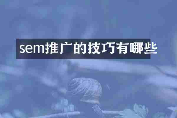sem推广的技巧有哪些