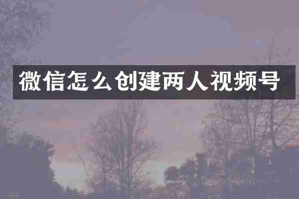 微信怎么创建两人视频号