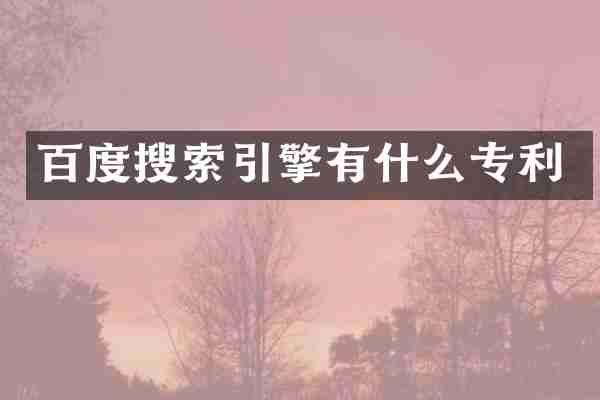 百度搜索引擎有什么专利