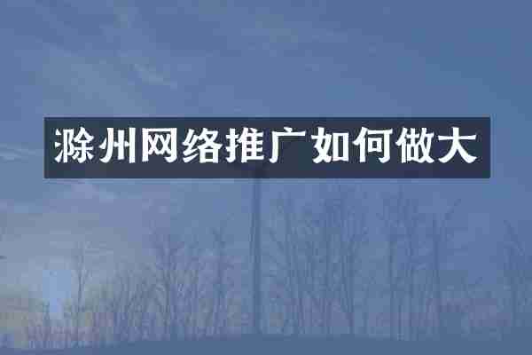 滁州网络推广如何做大
