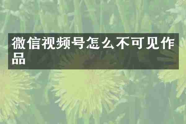 微信视频号怎么不可见作品