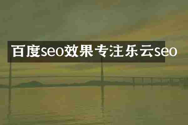百度seo效果专注乐云seo