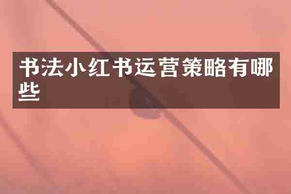 书法小红书运营策略有哪些