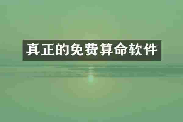 真正的免费算命软件